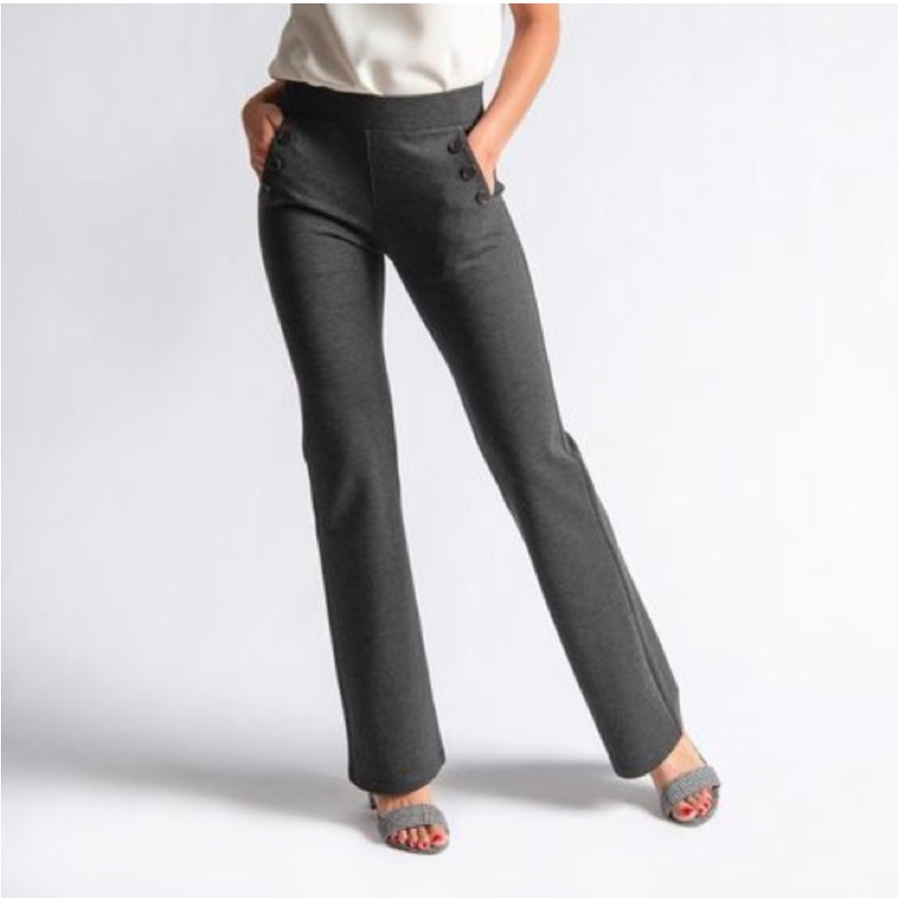 Betabrand Six Button Yoga Pant Dress Pants Size Large NWT Charcoal Gray